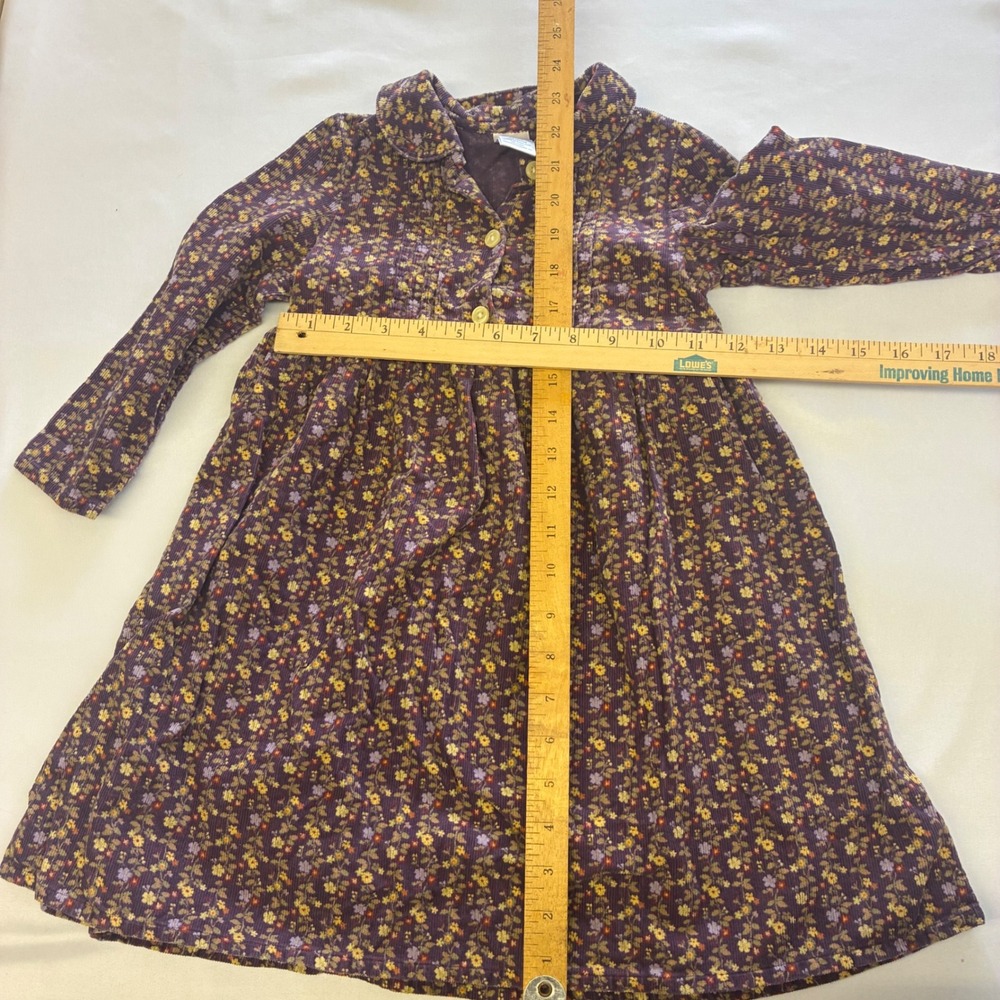 Gymboree Corduroy Floral Dress Girls 4 Purple Long‎ Sleeve Peter Pan Collar 2005 - Picture 10 of 11